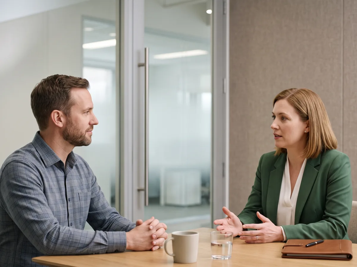 A serious one-on-one conversation